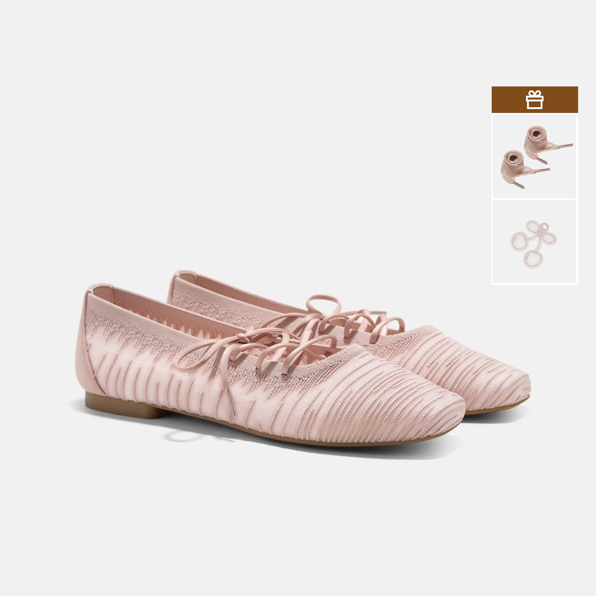 Square-Toe Lace-Up Mary Janes (Miley) - Ballet Blush