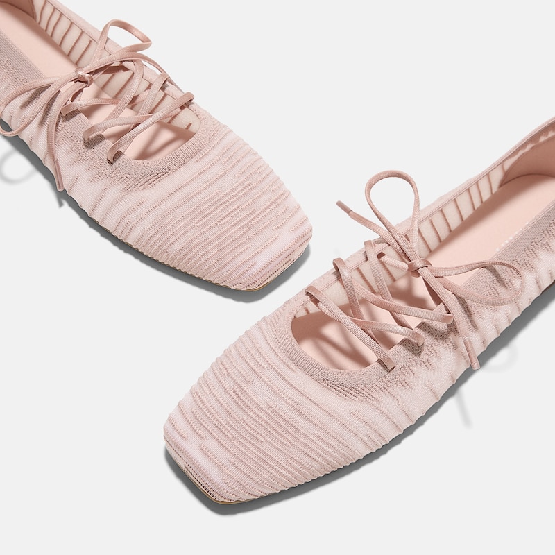 Square-Toe Lace-Up Mary Janes (Miley), BALLET BLUSH, EU38 | VIVAIA