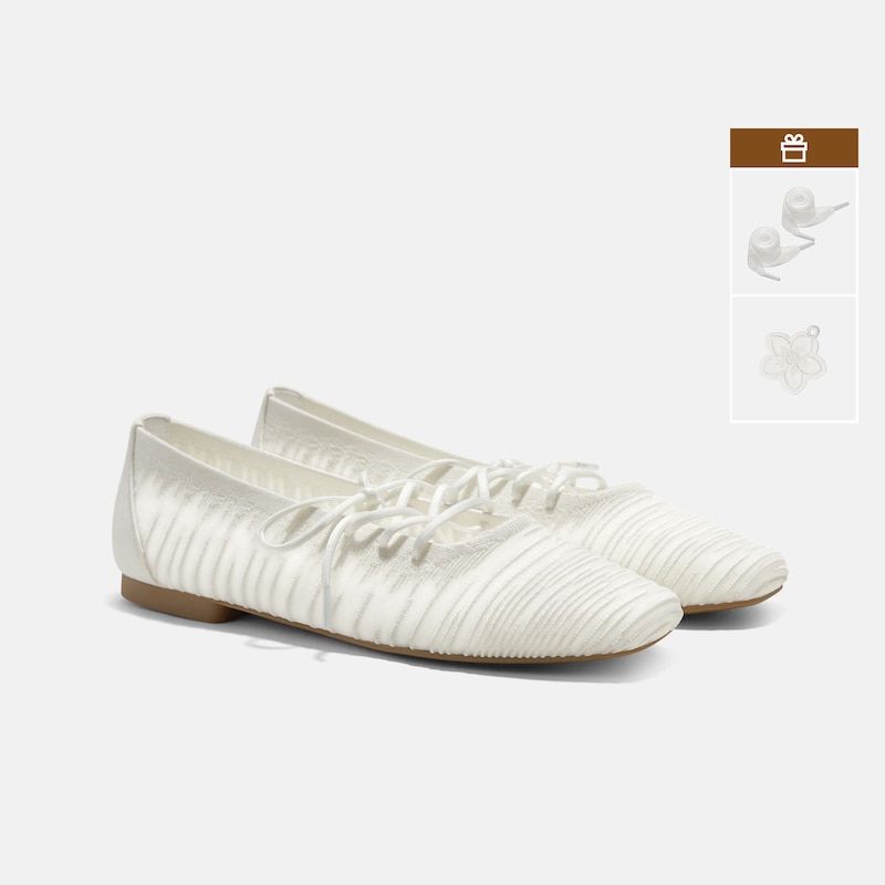 Square-Toe Lace-Up Mary Janes (Miley), White, EU37 | VIVAIA