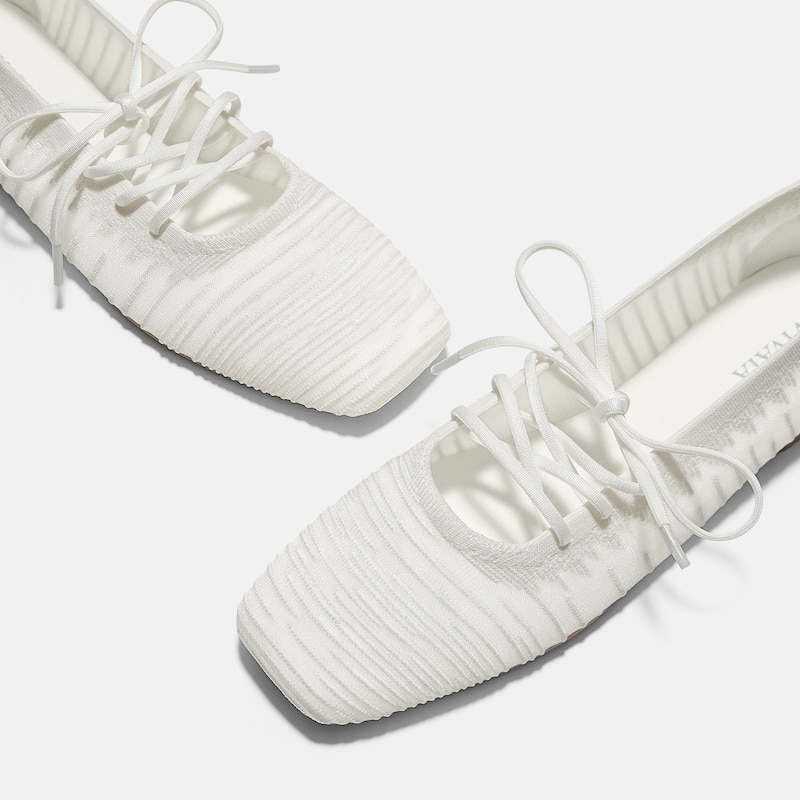 Square-Toe Lace-Up Mary Janes (Miley), White, EU37 | VIVAIA