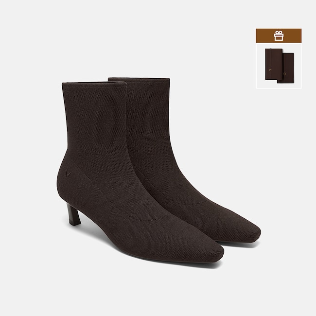 2-in-1 Detachable Mid Heel Boots (Rita) - Dark Chocolate