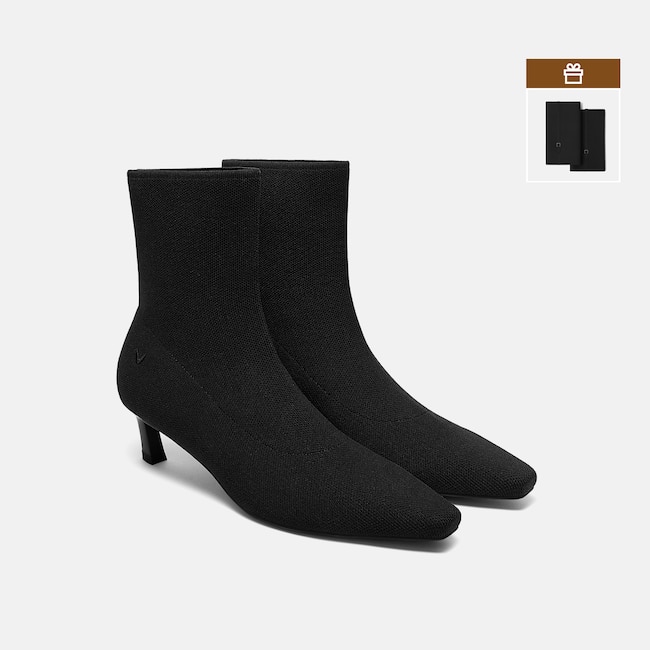 2-in-1 Detachable Mid Heel Boots (Rita) - Black