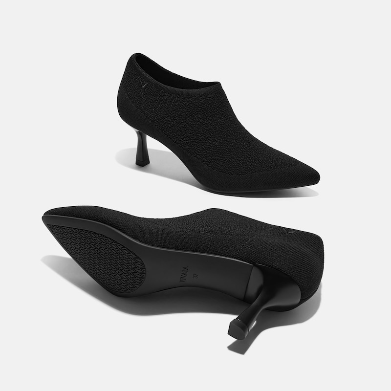 Pointed-Toe Mid Heels (Alana), BLACK JACQUARD, EU38.5 | VIVAIA