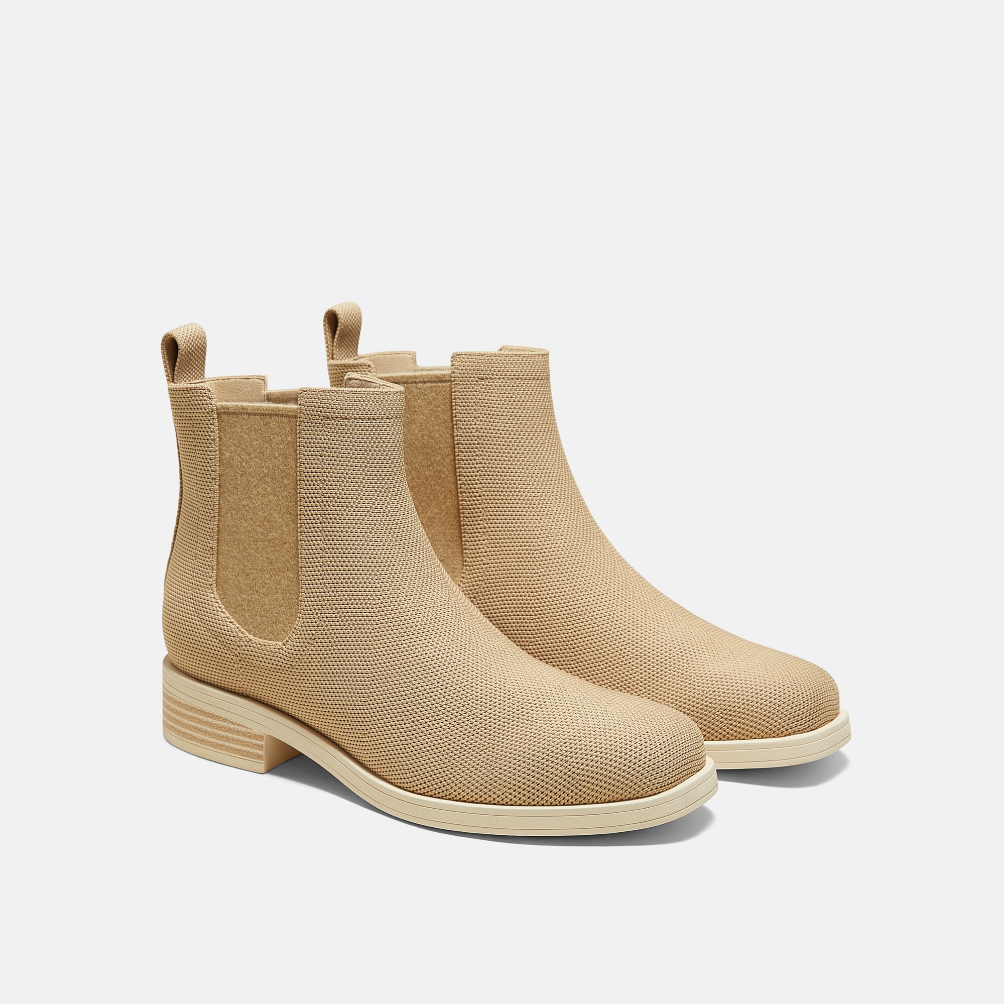 Square-Toe Ankle Chelsea Boots (Clara) - Nude Peach