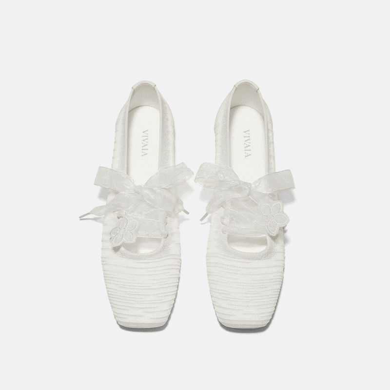 Square-Toe Lace-Up Mary Janes (Miley), White, EU37 | VIVAIA