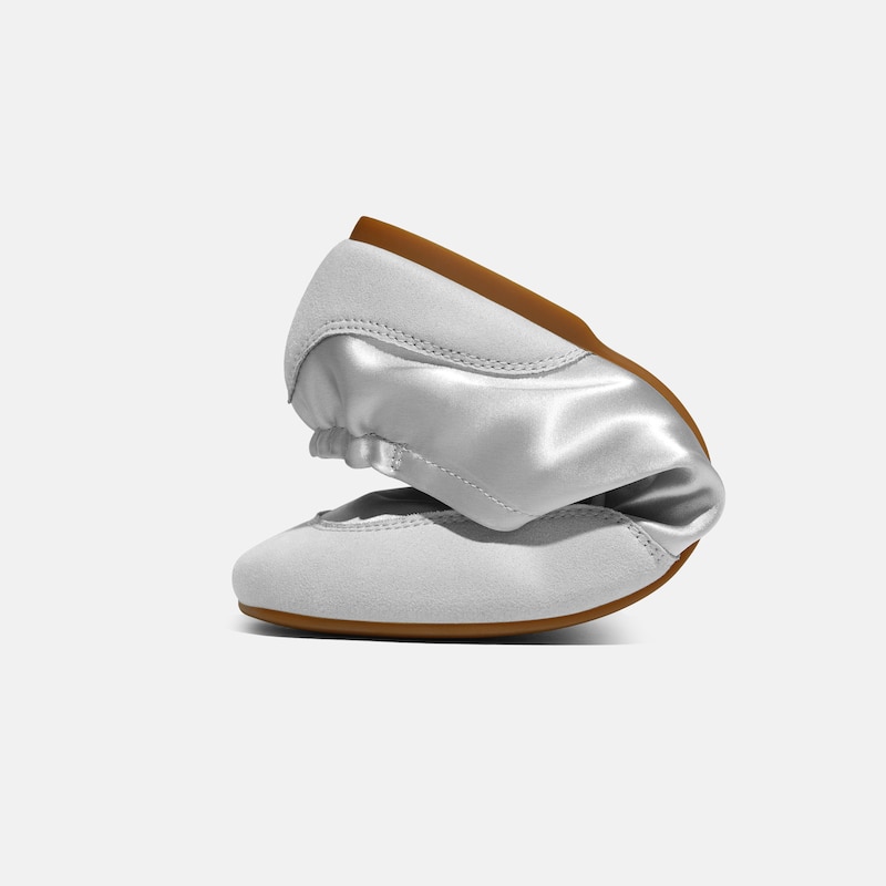 Square-Toe Lace-Up Satin Sneakerina (Cristina), GREY SILVER, EU40 | VIVAIA