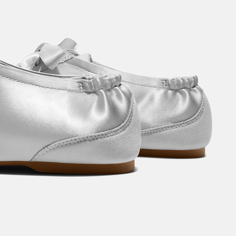 Square-Toe Lace-Up Satin Sneakerina (Cristina), GREY SILVER, EU40 | VIVAIA