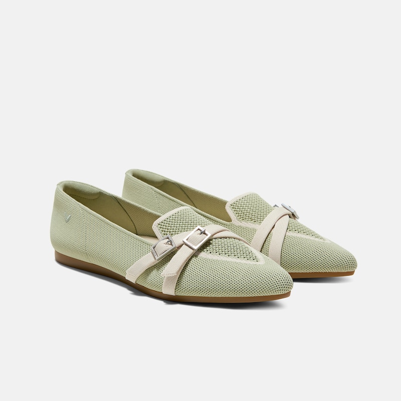 Pointed-Toe Aria Crisscross Loafers (Marvis), MATCHA&CREAM IVORY, EU39.5 | VIVAIA