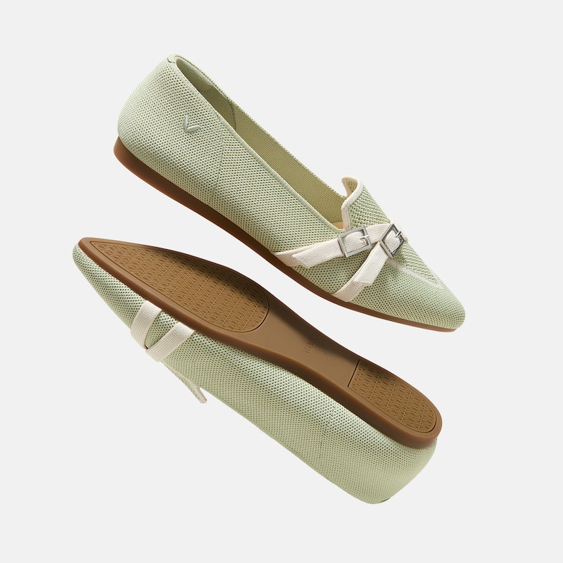 Pointed-Toe Aria Crisscross Loafers (Marvis), MATCHA&CREAM IVORY, EU39.5 | VIVAIA