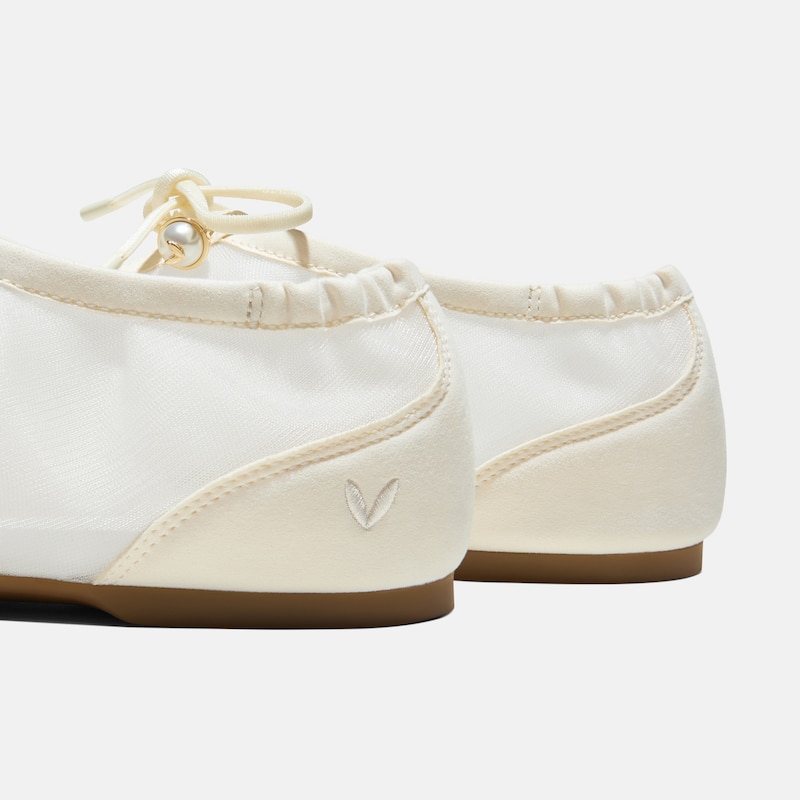 Square-Toe Organza Sneakerinas (Ciara), Cream, EU38.5 | VIVAIA