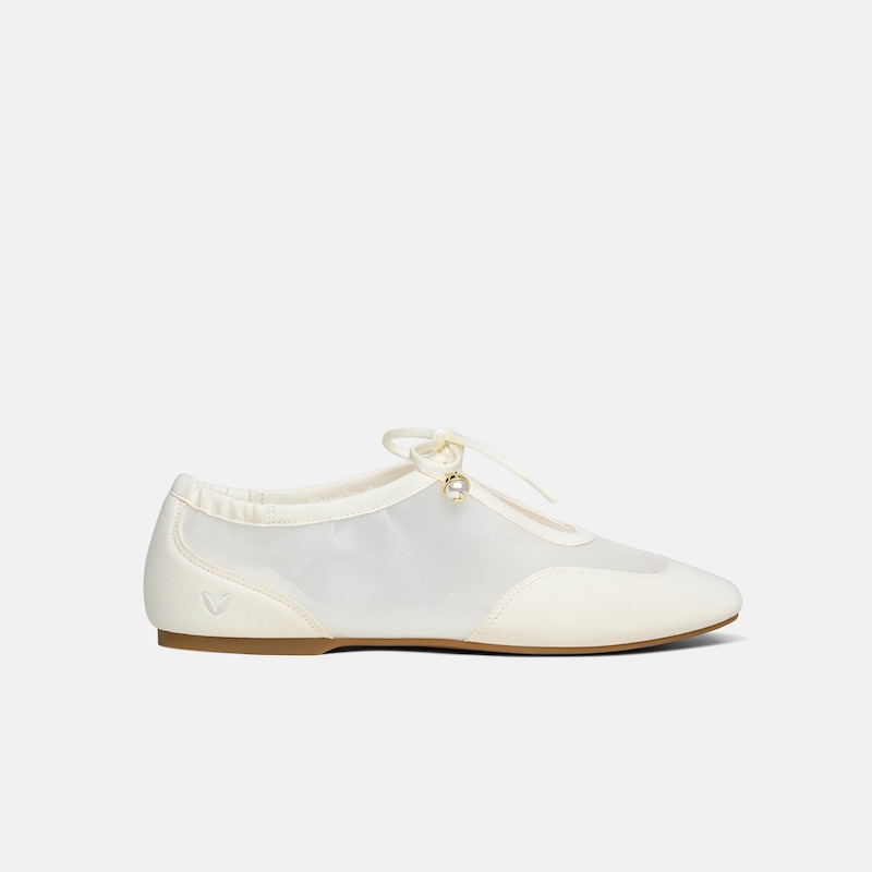 Square-Toe Organza Sneakerinas (Ciara), Cream, EU38.5 | VIVAIA