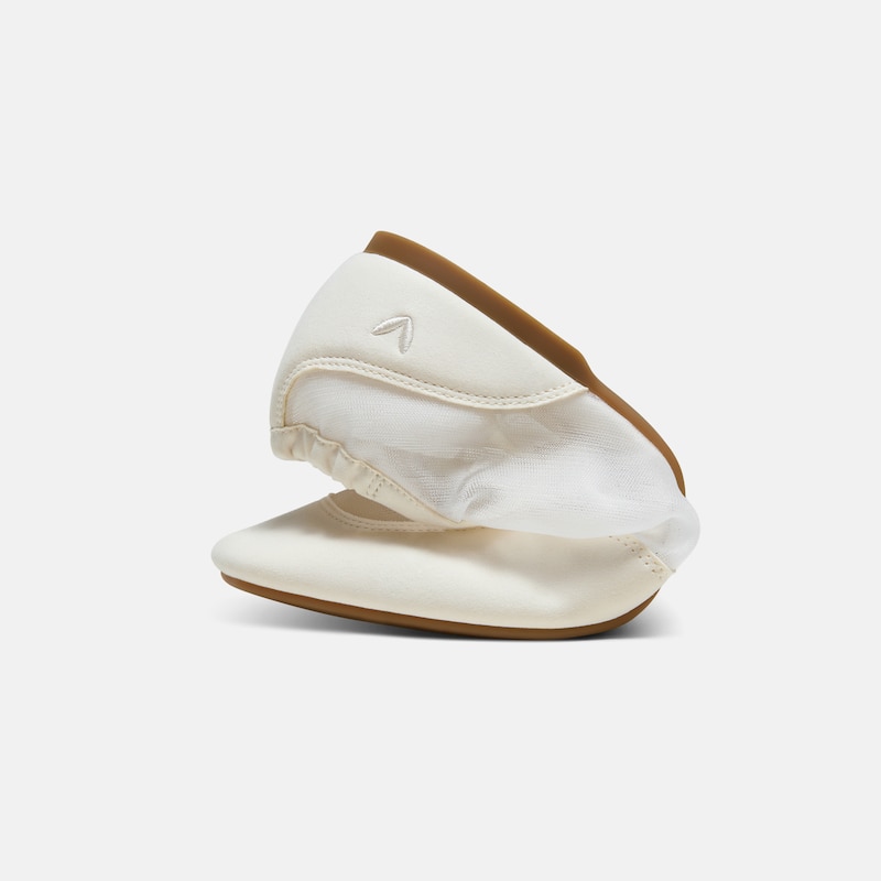 Square-Toe Organza Sneakerinas (Ciara), Cream, EU38.5 | VIVAIA