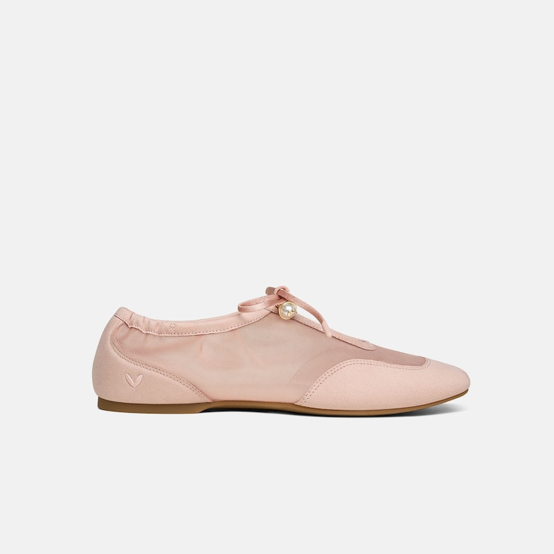 Square-Toe Organza Sneakerinas (Ciara), Peach Blush, EU39 | VIVAIA