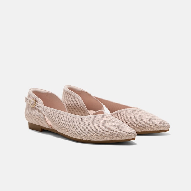 D'Orsay-Ballerinas mit spitzer Spitze (Malory) - Rose Gold Brickwork