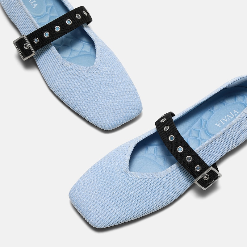 Square-Toe Margot Mary Jane 3.0 (Myriel), BABY BLUE METALLIC/BLACK, EU39.5 | VIVAIA