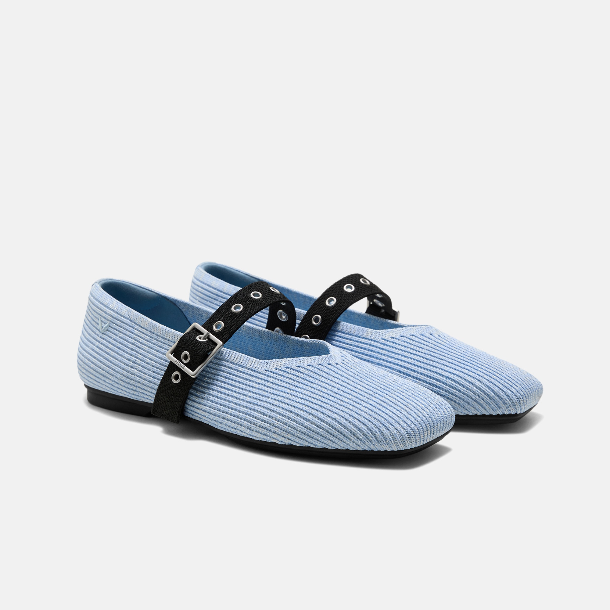 Square-Toe Margot Mary Jane 3.0 (Myriel) - Baby Blue Metallic/black