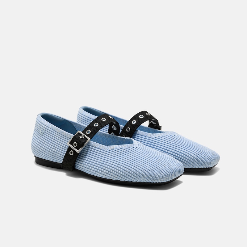 Square-Toe Margot Mary Jane 3.0 (Myriel), BABY BLUE METALLIC/BLACK, EU39.5 | VIVAIA