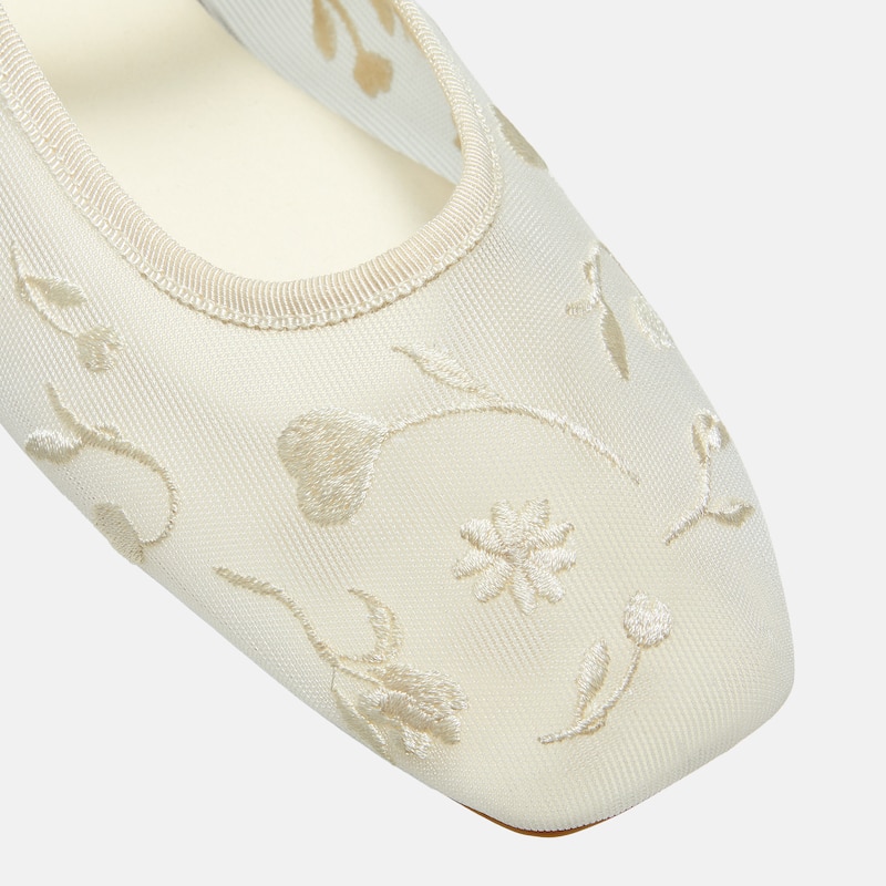 Square-Toe Mary Janes (Margot Mary Jane), CREAM FRENCH FLORAL MESH, EU40 | VIVAIA