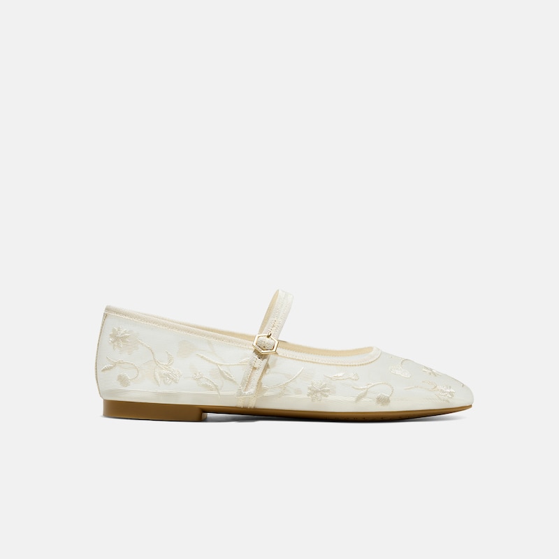 Square-Toe Mary Janes (Margot Mary Jane), CREAM FRENCH FLORAL MESH, EU40 | VIVAIA