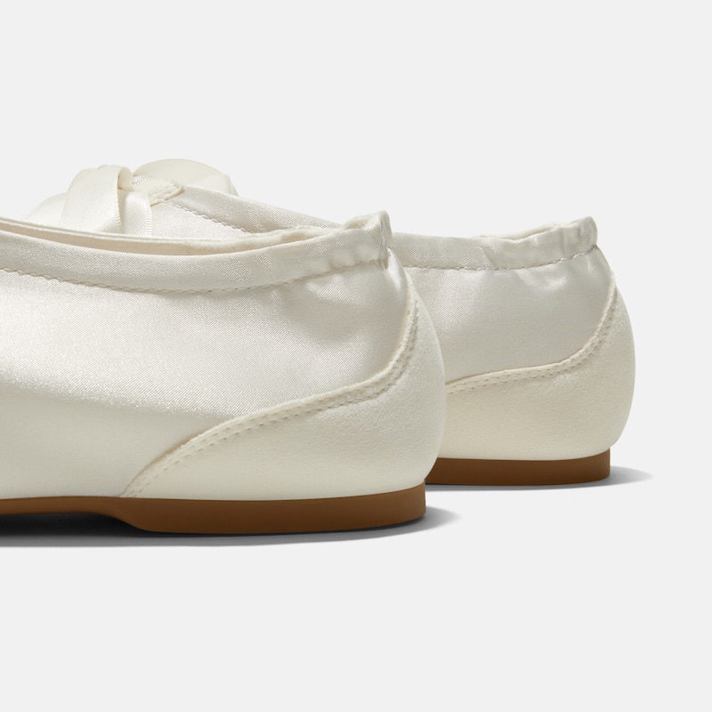 Square-Toe Lace-Up Satin Sneakerina (Cristina), LIGHT GOLD, EU39.5 | VIVAIA
