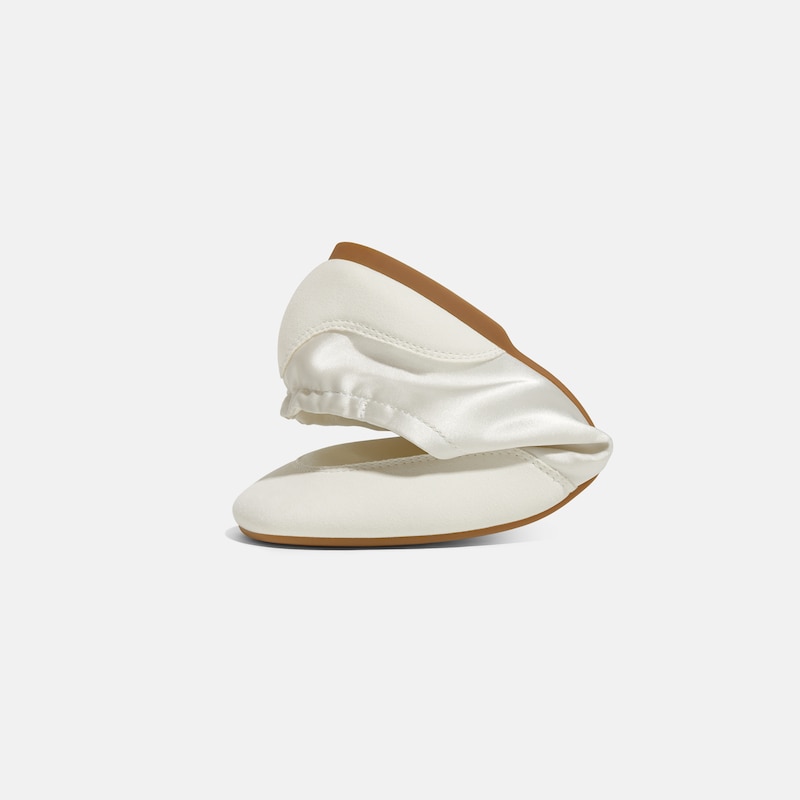 Square-Toe Lace-Up Satin Sneakerina (Cristina), LIGHT GOLD, EU39.5 | VIVAIA