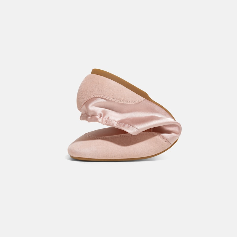 Square-Toe Lace-Up Satin Sneakerina (Cristina), PEACH BLUSH, EU39 | VIVAIA