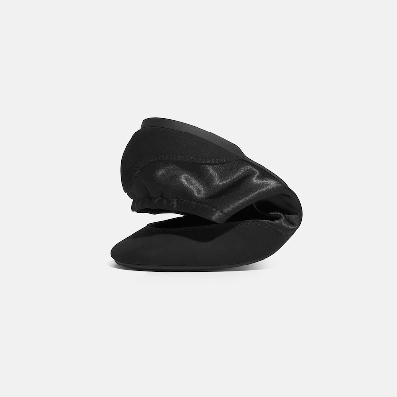 Square-Toe Lace-Up Satin Sneakerina (Cristina), Black, EU35 | VIVAIA
