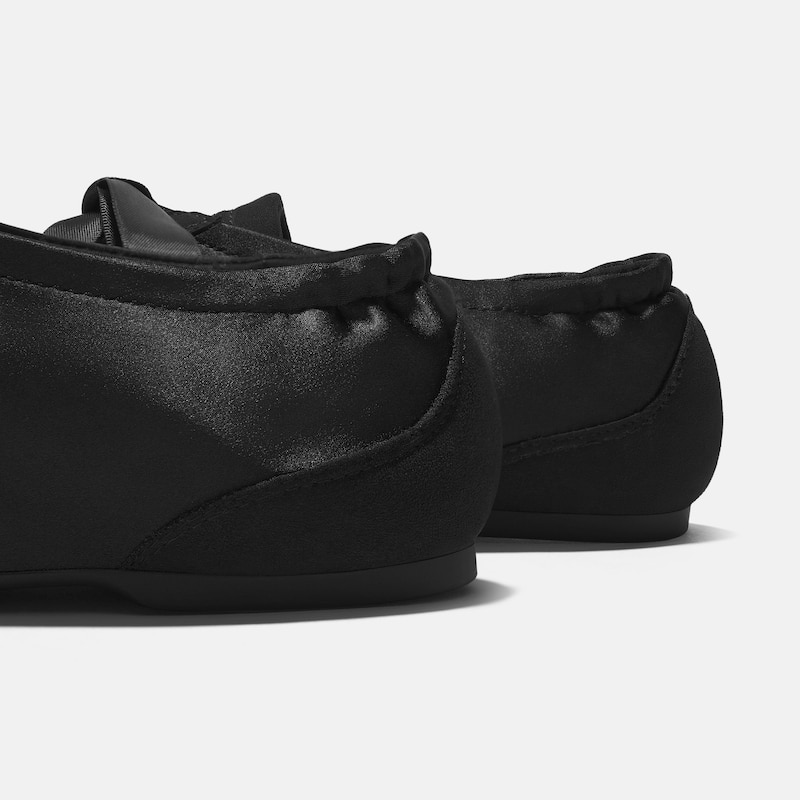 Square-Toe Lace-Up Satin Sneakerina (Cristina), Black, EU35 | VIVAIA