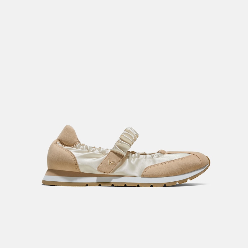 Round-Toe Satin Mary Janes (Ayla), LIGHT GOLD & ALMOND, EU38 | VIVAIA