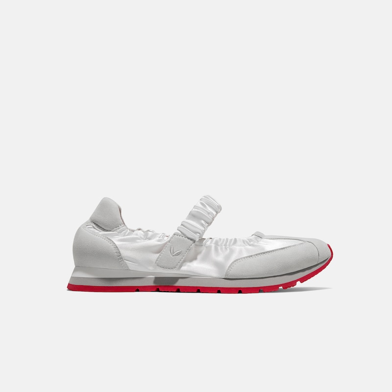 Round-Toe Satin Mary Janes (Ayla), WHITE & OFF GREY, EU35 | VIVAIA