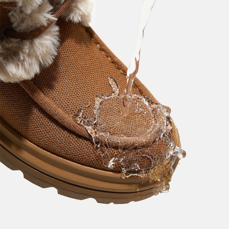 Faux Fur Water-Repellent Lightweight Warm Boots (Terry), CARAMEL WOOL WATER PRF, EU40 | VIVAIA