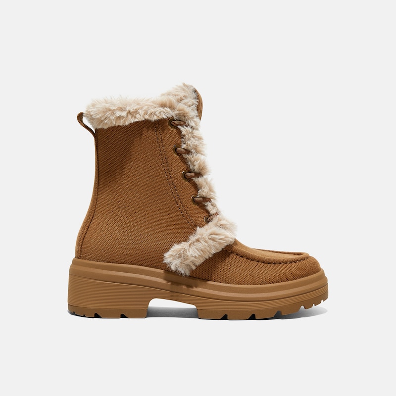 Faux Fur Water-Repellent Lightweight Warm Boots (Terry), CARAMEL WOOL WATER PRF, EU40 | VIVAIA