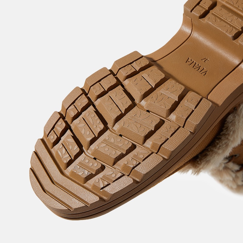 Faux Fur Water-Repellent Lightweight Warm Boots (Terry), CARAMEL WOOL WATER PRF, EU40 | VIVAIA