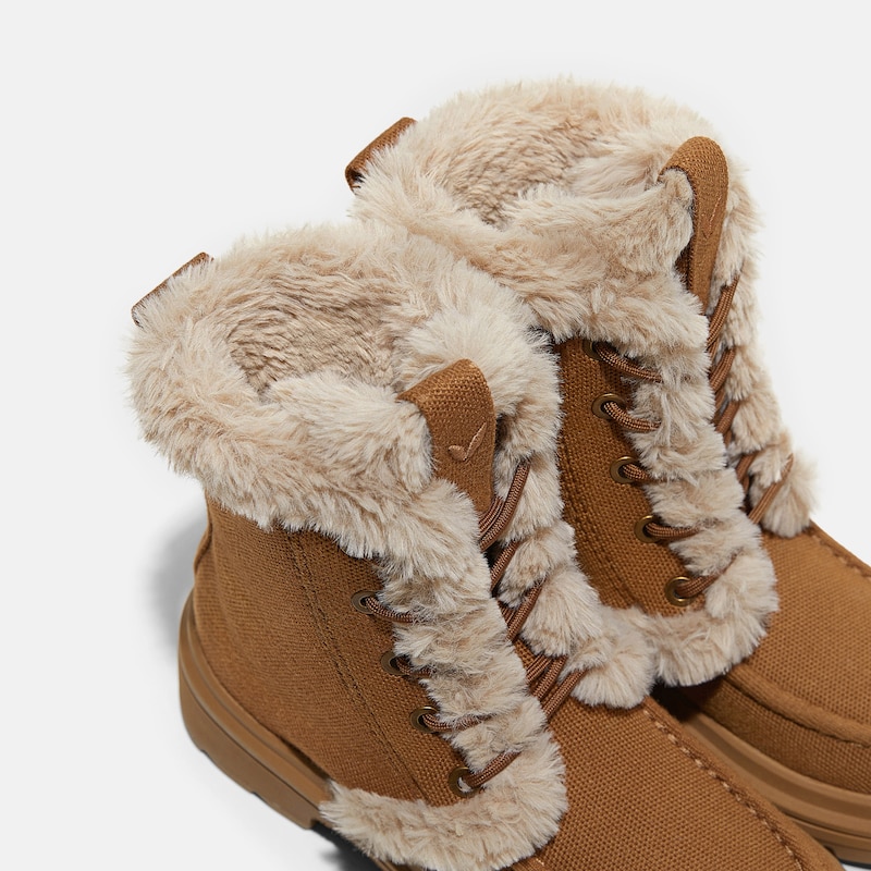 Faux Fur Water-Repellent Lightweight Warm Boots (Terry), CARAMEL WOOL WATER PRF, EU40 | VIVAIA