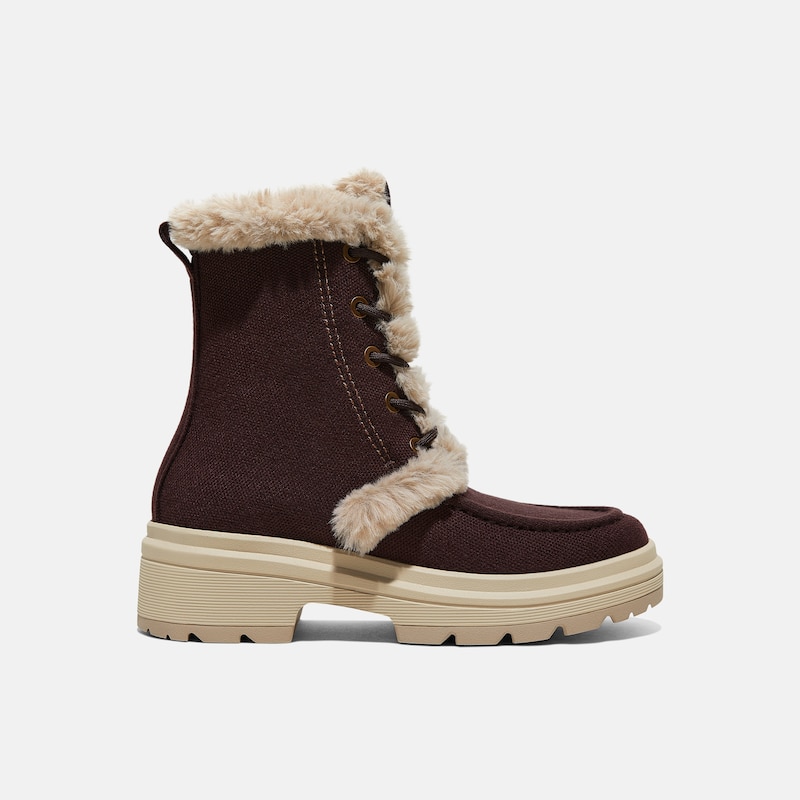 Faux Fur Water-Repellent Lightweight Warm Boots (Terry), DK.CHOCOLATE WOOL WATER PRF, EU39 | VIVAIA