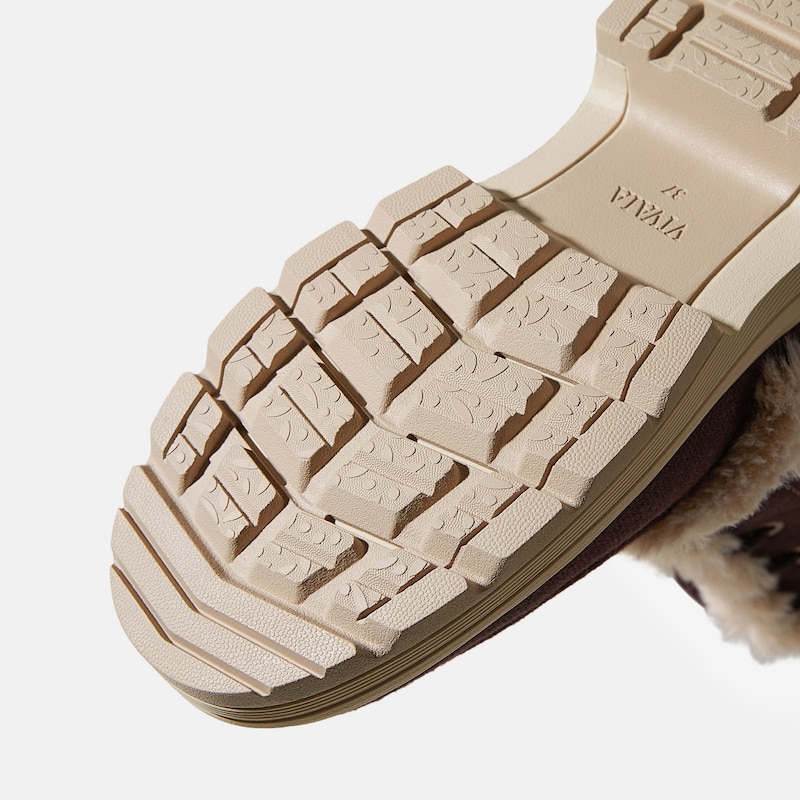 Faux Fur Water-Repellent Lightweight Warm Boots (Terry), DK.CHOCOLATE WOOL WATER PRF, EU39 | VIVAIA