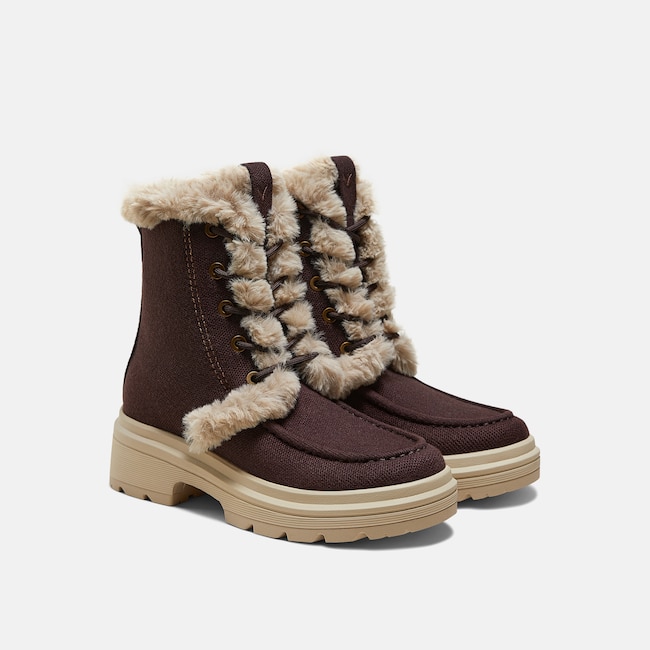 Faux Fur Water-Repellent Lightweight Warm Boots (Terry) - Dk.Chocolate Wool Water Prf