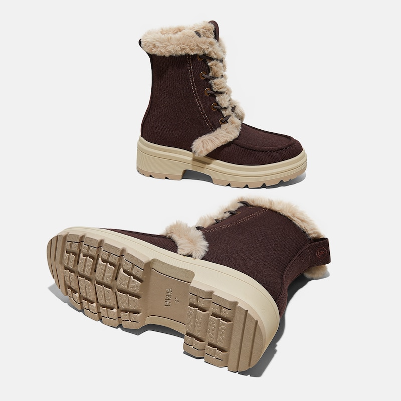 Faux Fur Water-Repellent Lightweight Warm Boots (Terry), DK.CHOCOLATE WOOL WATER PRF, EU39 | VIVAIA