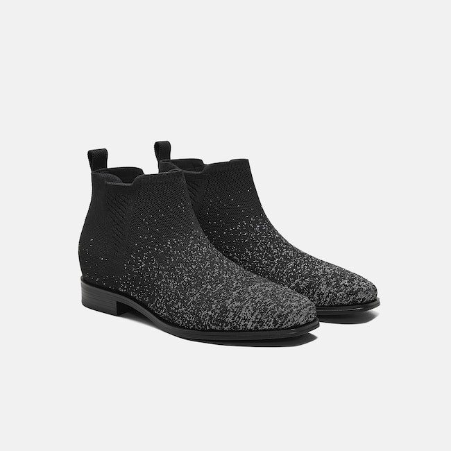 Square-Toe Slip-On Chelsea Boots (Ryan Slip-On) - Black Metallic
