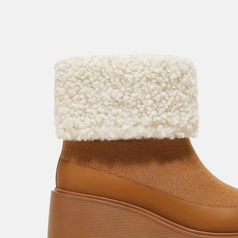 Faux Fur Platform Chunky Wedge Boots (Elaine), CARAMEL WOOL, EU38 | VIVAIA