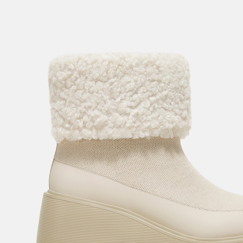 Faux Fur Platform Chunky Wedge Boots(Elaine), CREAM IVORY WOOL, EU36 | VIVAIA
