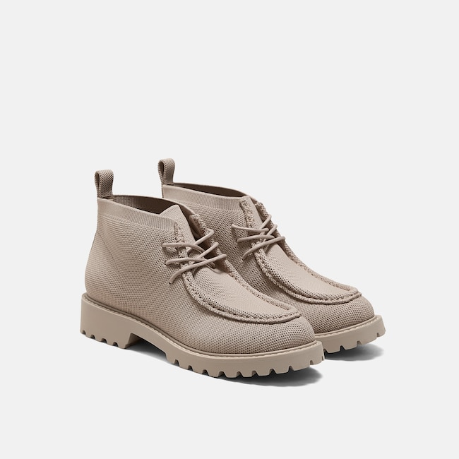 Round-Toe Lug Sole Ankle Boots (Francis) - Warm Taupe