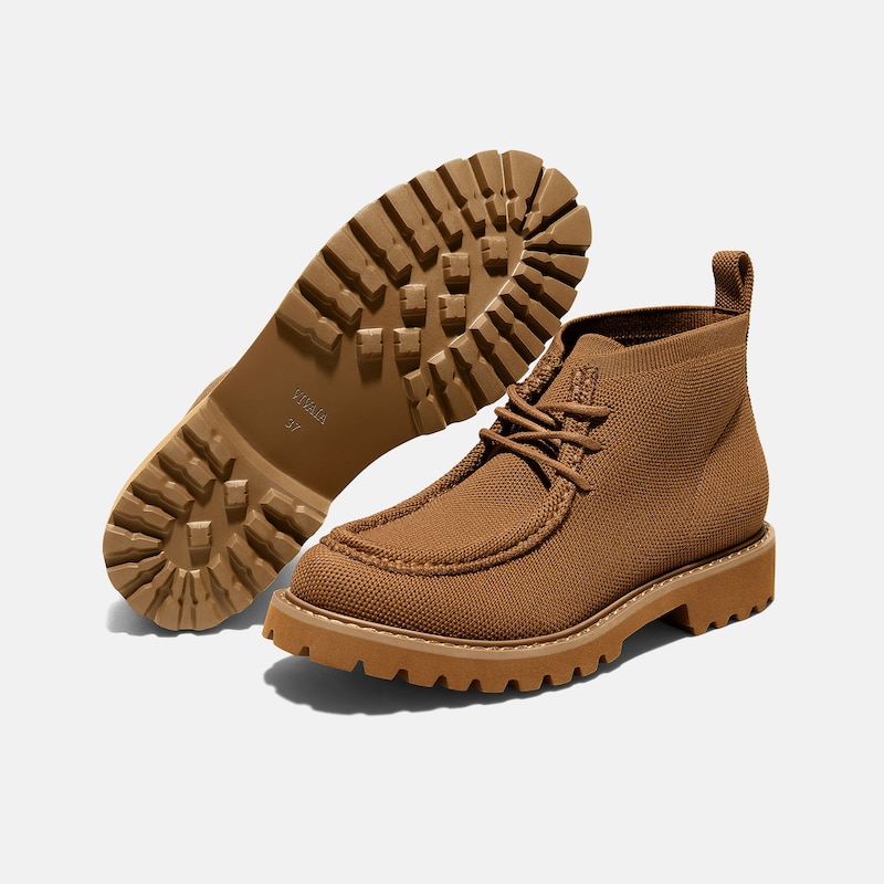 Round-Toe Lug Sole Ankle Boots (Francis), CARAMEL, EU35 | VIVAIA