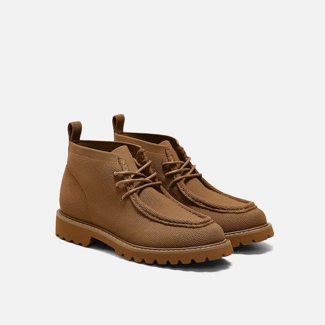 Round-Toe Lug Sole Ankle Boots (Francis) - Caramel