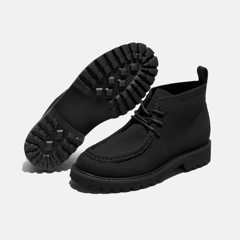 Round-Toe Lug Sole Ankle Boots (Francis), Black, EU39 | VIVAIA