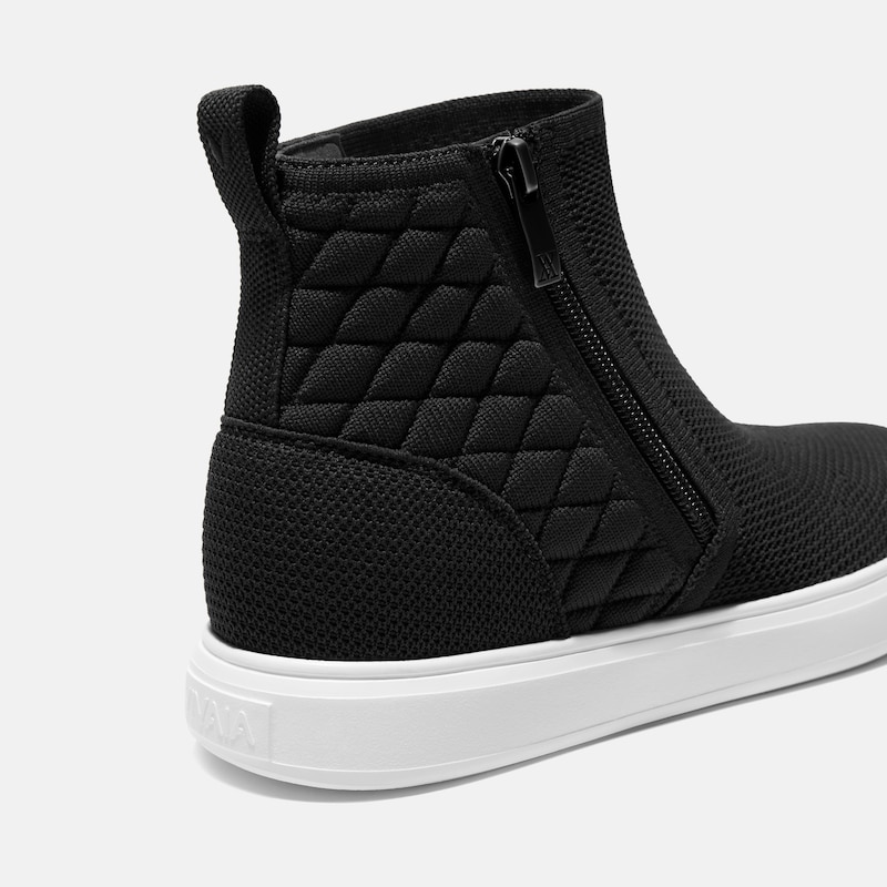 Round-Toe Hidden Wedge Sneakers (Casey), Black, EU39 | VIVAIA