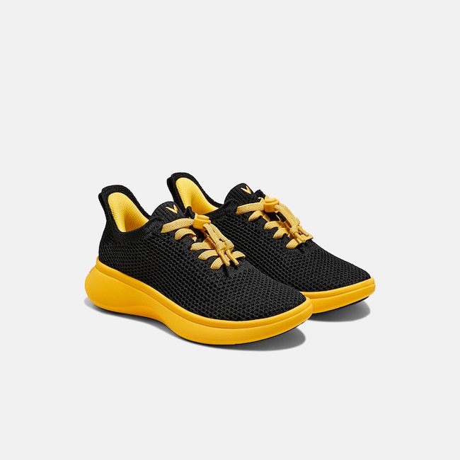 Kids' Sneaker Sliders (Urban Jr) - Mesh - Black Yellow