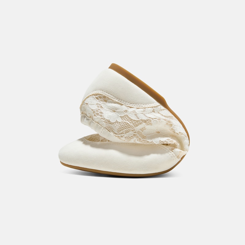 Square-Toe Lace-Up Sneakerinas (Cristina), CREAM LACE, EU40 | VIVAIA