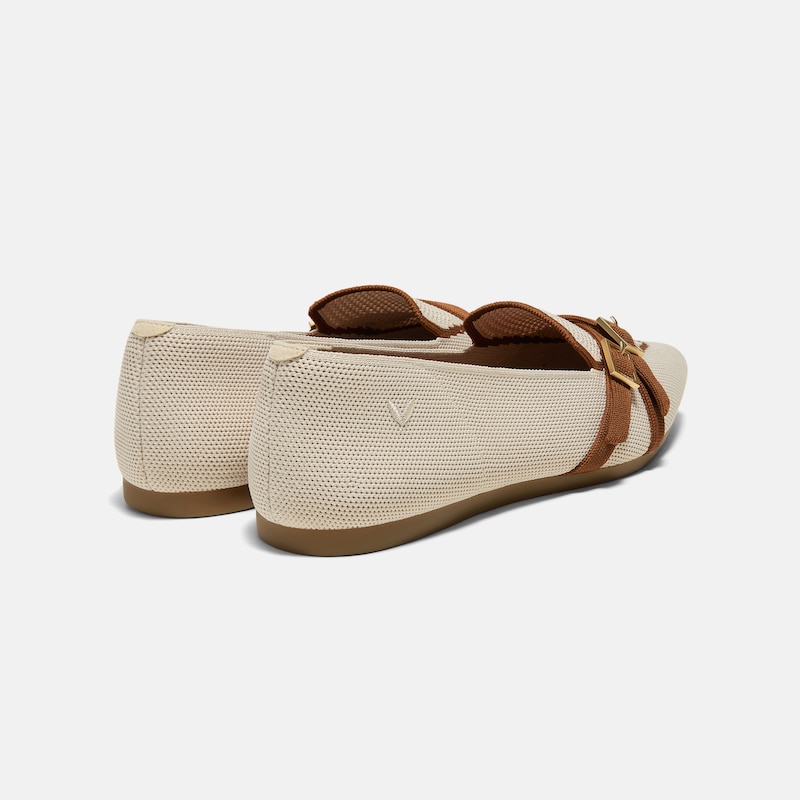 Pointed-Toe Aria Crisscross Loafers (Marvis), CREAM IVORY&DK CARAMEL, EU38.5 | VIVAIA