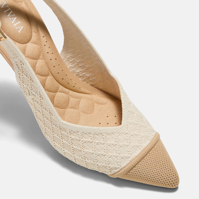 Pointed-Toe Slingback Heels (Addison), Yellow Apricot Quilt, EU39 | VIVAIA